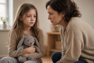 niña llorando cuenta los abusos sexuales a su mamá